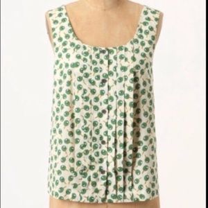 Cute Anthropologie 00 green tennis racket blouse